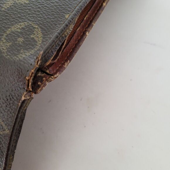 LOUIS VUITTON Vintage 80s Monogram Leather Wallet Brown Medium Trifold Elise - Picture 9 of 13